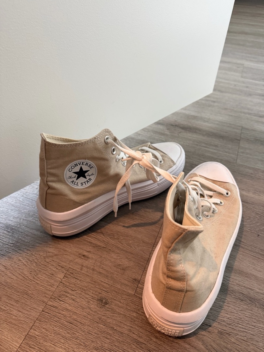 Converse Beige Canvas High Top Sneakers